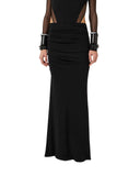 Fusta ELISABETTA FRANCHI, Crêpe jersey skirt with draping, Negru