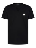 Tricou Dolce&Gabbana, Negru, Guler in V, Logo Atasat