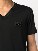 Tricou Dolce&Gabbana, Negru, Guler in V, Logo Atasat