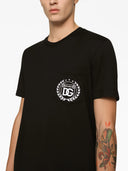 TRICOU DOLCE & GABBANA, White Logo Embroidered, Black