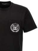 TRICOU DOLCE & GABBANA, White Logo Embroidered, Black