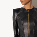 Jacheta ELISABETTA FRANCHI, Leather jacket, Negru