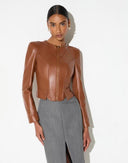 Jacheta ELISABETTA FRANCHI, Leather jacket, Maro