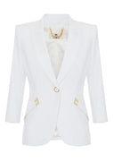 Sacou ELISABETTA FRANCHI, Jacket in double layer stretch crêpe fabric, Alb