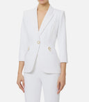 Sacou ELISABETTA FRANCHI, Jacket in double layer stretch crêpe fabric, Alb