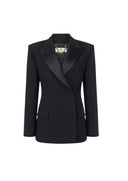 Sacou ELISABETTA FRANCHI, lightweight crêpe fabric and satin, Negru