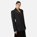 Sacou ELISABETTA FRANCHI, lightweight crêpe fabric and satin, Negru