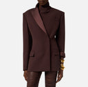 Sacou ELISABETTA FRANCHI, lightweight crêpe fabric and satin, Maro