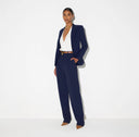 Sacou ELISABETTA FRANCHI, Jacket in lightweight crêpe, Bleumarin