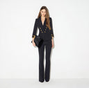 Sacou ELISABETTA FRANCHI, double layer stretch crêpe fabric with jewel logo, Negru