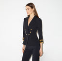Sacou ELISABETTA FRANCHI, double layer stretch crêpe fabric with jewel logo, Negru