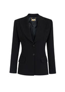 Sacou ELISABETTA FRANCHI, Lightweight crêpe jacket with laces, Negru