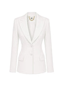 Sacou ELISABETTA FRANCHI, Lightweight crêpe jacket with laces, Alb