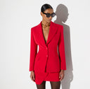 Sacou ELISABETTA FRANCHI, Lightweight crêpe jacket with laces, Rosu