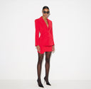 Sacou ELISABETTA FRANCHI, Lightweight crêpe jacket with laces, Rosu