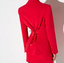Sacou ELISABETTA FRANCHI, Lightweight crêpe jacket with laces, Rosu