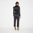 Sacou ELISABETTA FRANCHI, Stretch satin jacket with belt, Negru