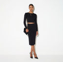 Fusta ELISABETTA FRANCHI, Snake-pattern knit skirt, Negru