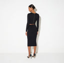 Fusta ELISABETTA FRANCHI, Snake-pattern knit skirt, Negru