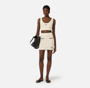 Fusta ELISABETTA FRANCHI, Miniskirt in bouclé chenille fabric with contrasting details