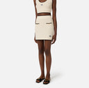 Fusta ELISABETTA FRANCHI, Miniskirt in bouclé chenille fabric with contrasting details