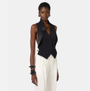 Vesta ELISABETTA FRANCHI, Waistcoat in lightweight crêpe fabric with satin lapels