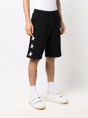 Pantaloni scurti Golden Goose, Cotton, White Stars, Black