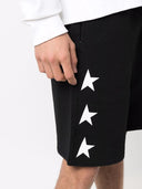 Pantaloni scurti Golden Goose, Cotton, White Stars, Black