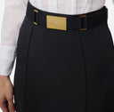 Fusta ELISABETTA FRANCHI, technical bi-elastic fabric with belt, Negru