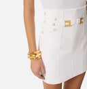 Fusta ELISABETTA FRANCHI, Miniskirt in double layer stretch crêpe fabric with elastic straps