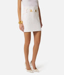 Fusta ELISABETTA FRANCHI, Miniskirt in double layer stretch crêpe fabric with elastic straps