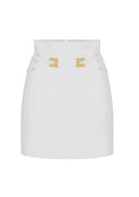 Fusta ELISABETTA FRANCHI, Miniskirt in double layer stretch crêpe fabric with elastic straps