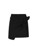Fusta ELISABETTA FRANCHI, Lightweight crêpe miniskirt with bow, Negru
