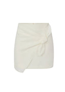 Fusta ELISABETTA FRANCHI, Lightweight crêpe miniskirt with bow, Alb