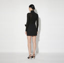 Fusta ELISABETTA FRANCHI, Lightweight crêpe miniskirt with bow, Negru