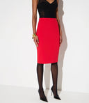 Fusta ELISABETTA FRANCHI, Skirt in stretch double-layer crêpe fabric with jewel detail
