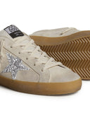 Sneakers GOLDEN GOOSE, Super-star in suede with glitter star and leather heel tab