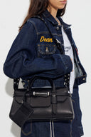 Geanta DSQUARED2, Dsquared2 BLACK Suede handbag, Negru