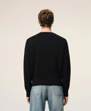 Cardigan AMI PARIS, Black Wool Cardigan With Contrasted Ami De Coeur