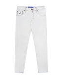 JEANS JACOB COHEN, White denim scott jeans blue stitch