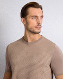 Tricou STEFANO RICCI, Crew neck sweater in cotton and silk, Beige
