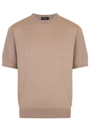 Tricou STEFANO RICCI, Crew neck sweater in cotton and silk, Beige