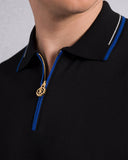 Tricou STEFANO RICCI, Cotton knit zip polo, Negru