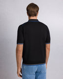 Tricou STEFANO RICCI, Cotton knit zip polo, Negru