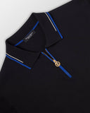 Tricou STEFANO RICCI, Cotton knit zip polo, Negru