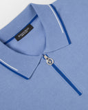 Tricou STEFANO RICCI, Cotton knit zip polo, Albastru