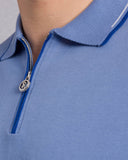 Tricou STEFANO RICCI, Cotton knit zip polo, Albastru