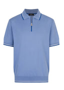 Tricou STEFANO RICCI, Cotton knit zip polo, Albastru