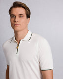 Tricou STEFANO RICCI, Cotton knit zip polo, Alb