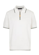 Tricou STEFANO RICCI, Cotton knit zip polo, Alb